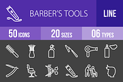 50 Barber’s Tools Line Inverted Icon