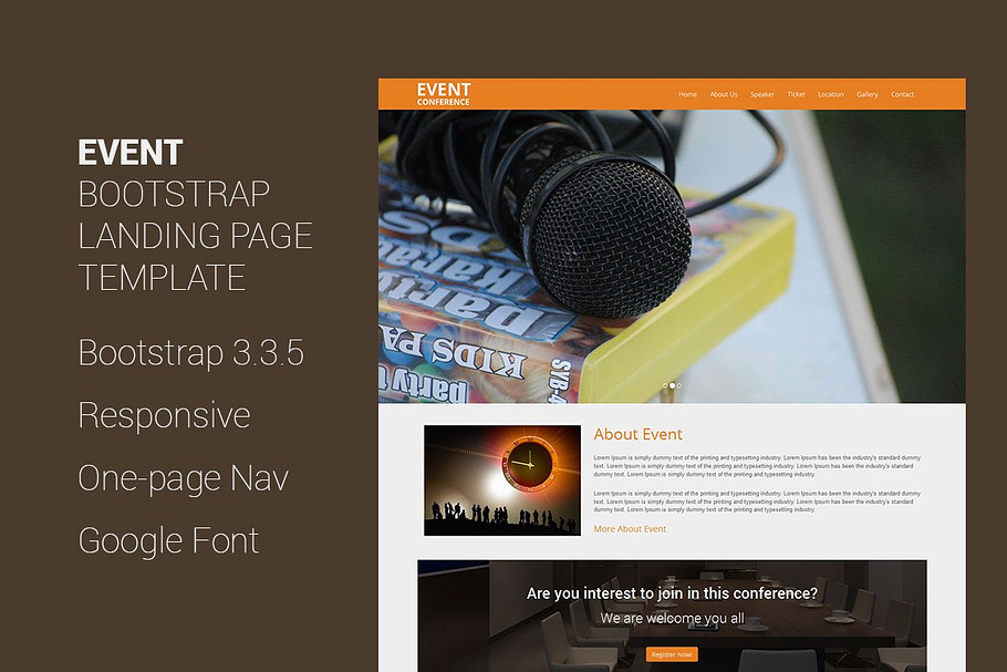Event - Bootstrap Landing Page in Landing Page Templates - product preview 8