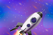 Cute cartoon space rocket