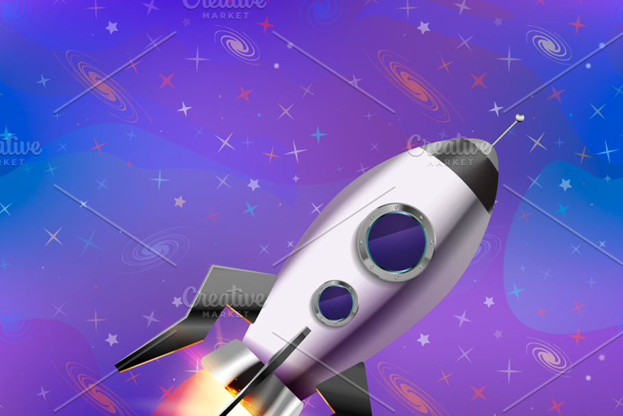 Cute cartoon space rocket in Illustrations - product preview 8