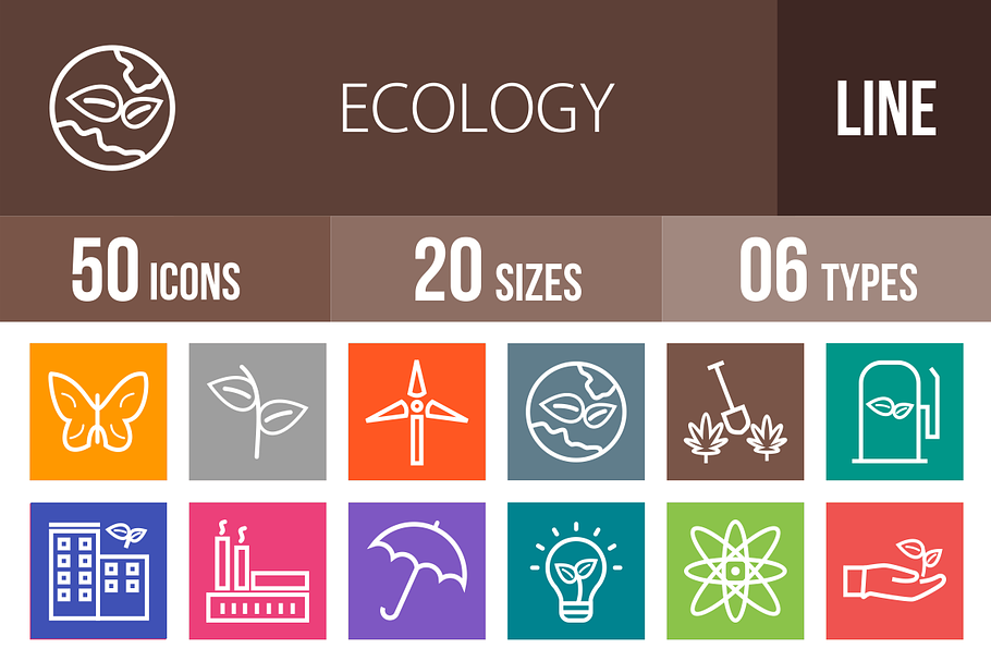 50 Ecology Line Multicolor Icons