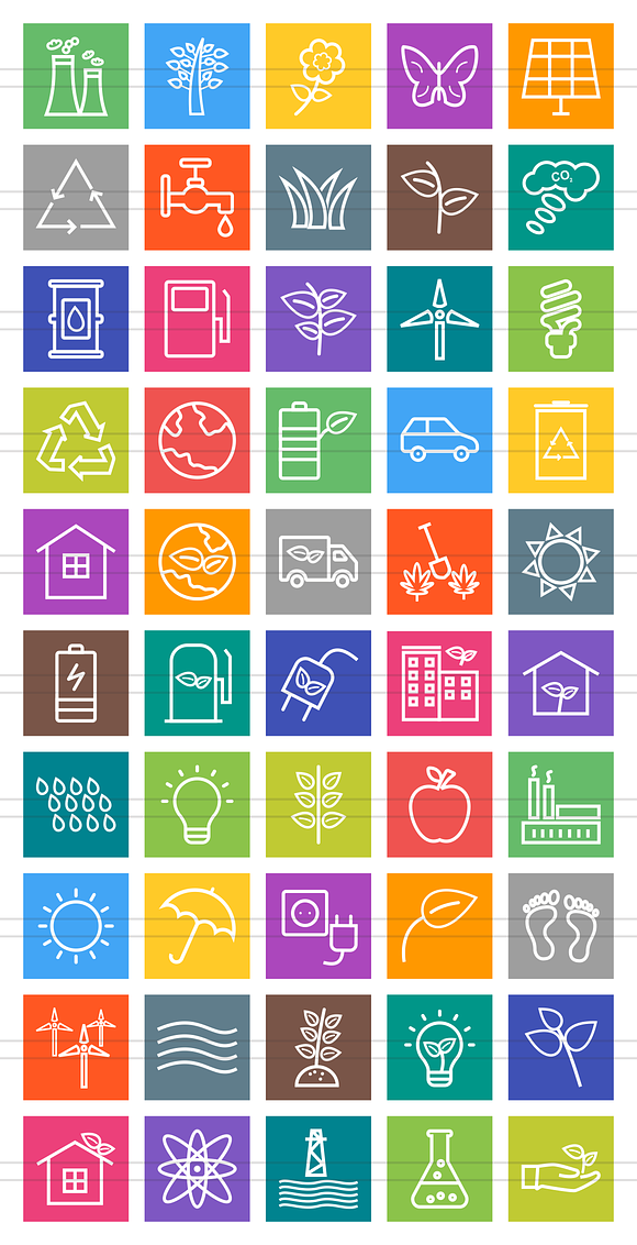 50 Ecology Line Multicolor Icons in Graphics - product preview 1