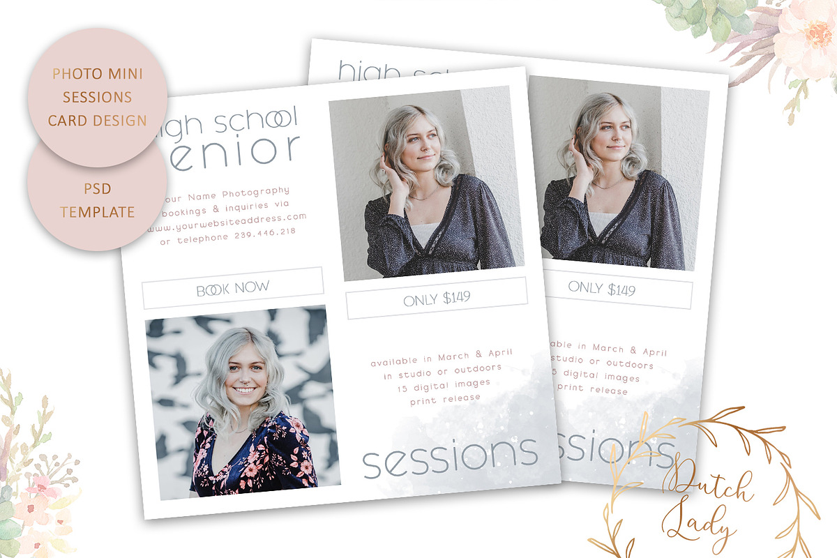 PSD Photo Session Card Template #53 in Card Templates - product preview 8