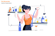 The Bartender - Vector Illustration