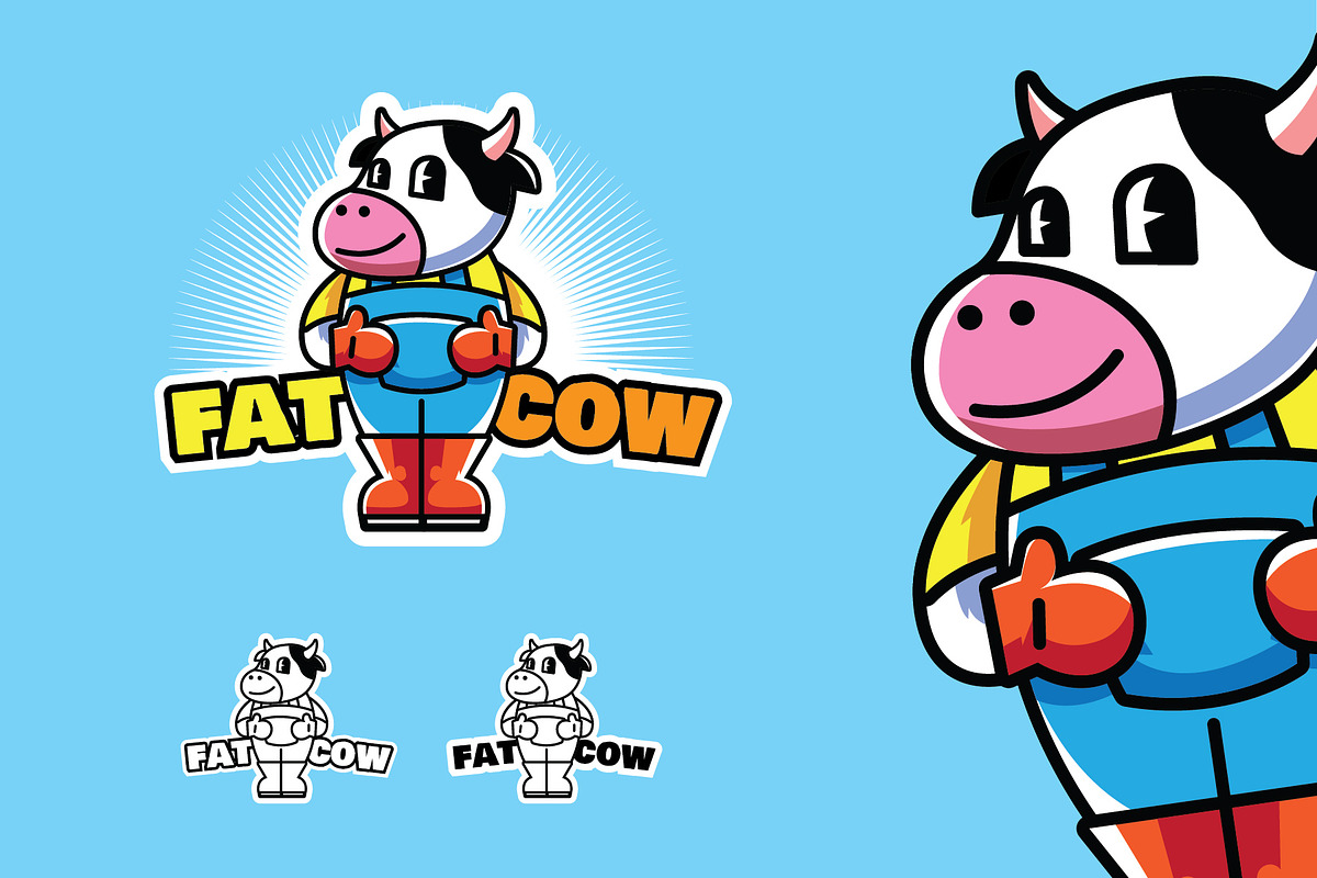 Fat Cow - Mascot & Esport Logo in Logo Templates - product preview 8