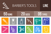 50 Barber’s Tools Line Multicolor