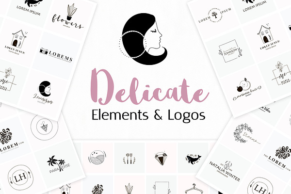 Delicate Logo Pack. Elements + Logos