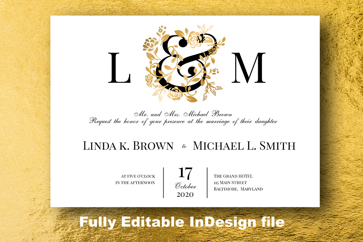 Elegant Gold Wedding Invite in Wedding Templates - product preview 8