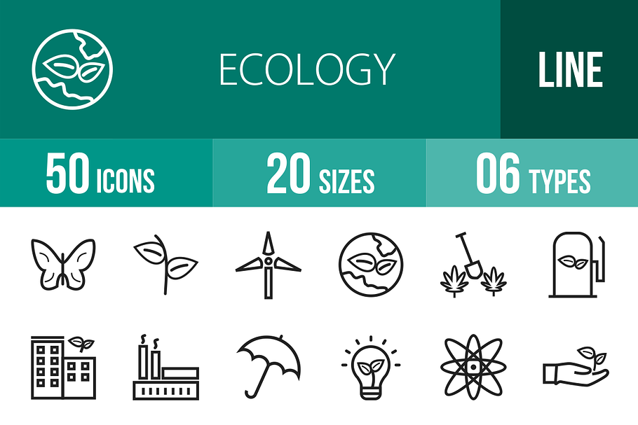 50 Ecology Line Icons