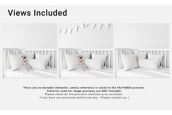 Baby Crib with Duvet & Pillows Set in Product Mockups - product preview 4