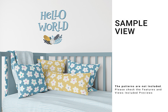 Baby Crib with Duvet & Pillows Set in Product Mockups - product preview 6