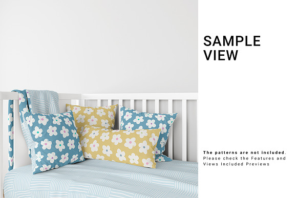 Baby Crib with Duvet & Pillows Set in Product Mockups - product preview 7