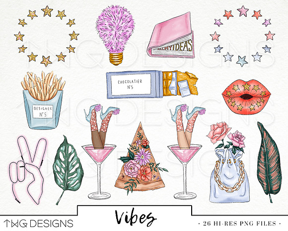 Pastel Fun Vibes Fashion Clip Art in Illustrations - product preview 1