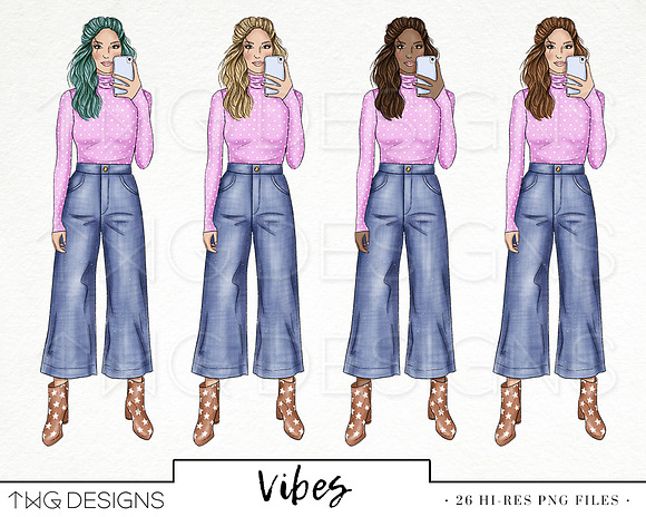 Pastel Fun Vibes Fashion Clip Art in Illustrations - product preview 2