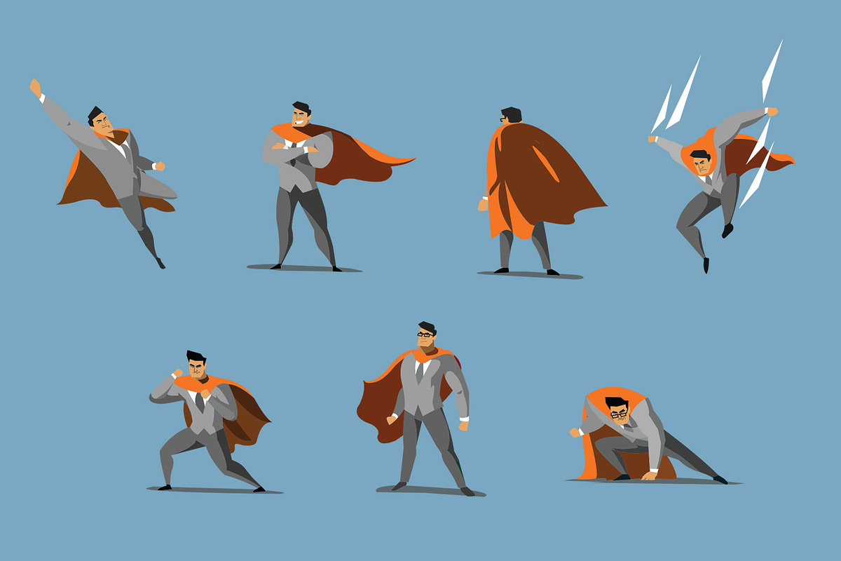 Vector superhero businessman set in Illustrations - product preview 8
