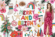 Pink Boho Holiday Clip Art Bundle