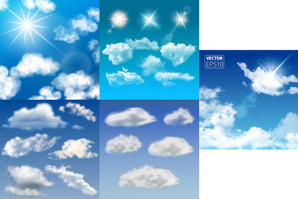 Sky with white clouds background in Illustrations - product preview 2