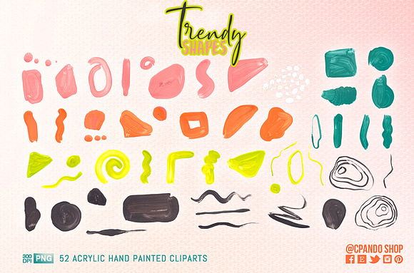 Trendy Shapes Hand painted clipart in Illustrations - product preview 2