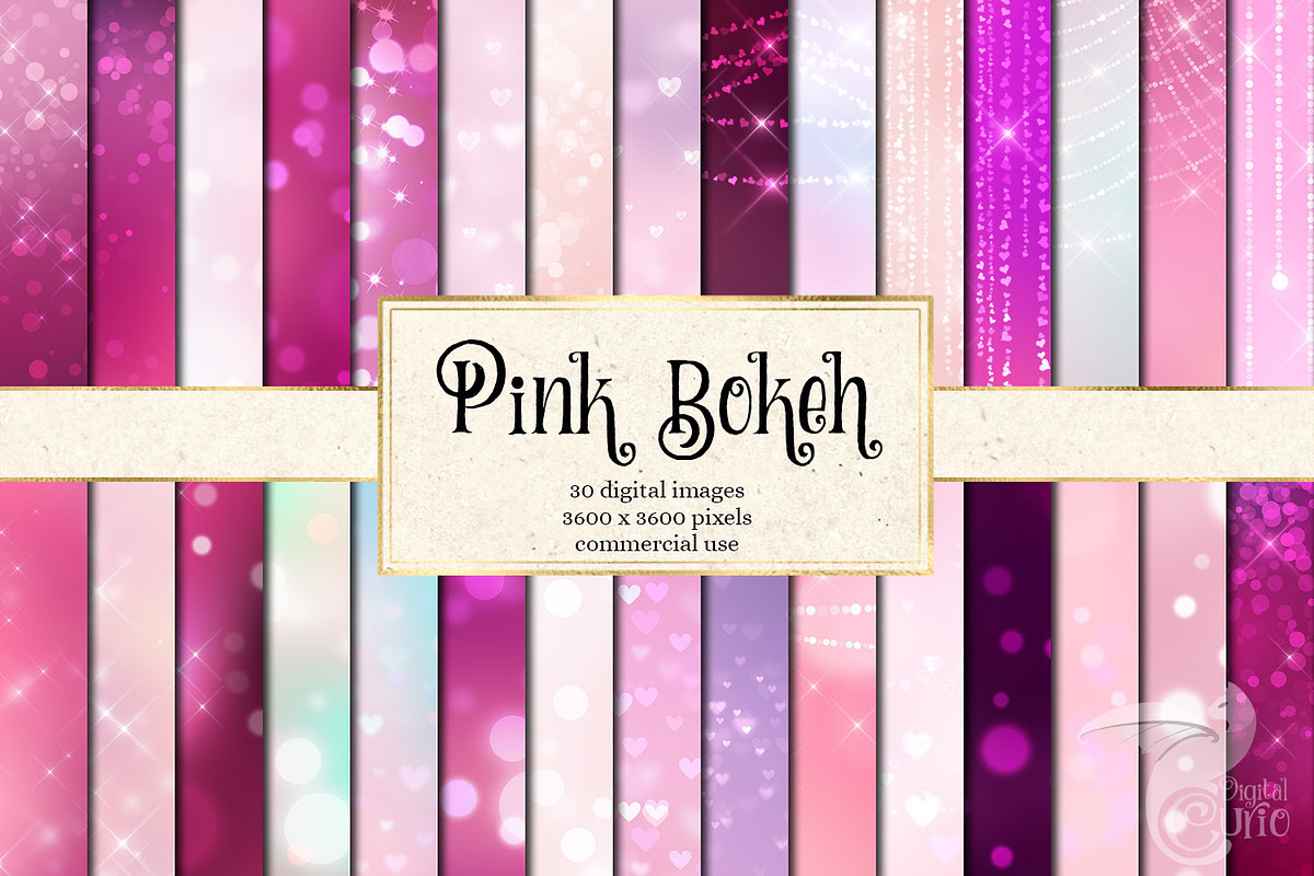Pink Bokeh Digital Paper in Textures - product preview 8