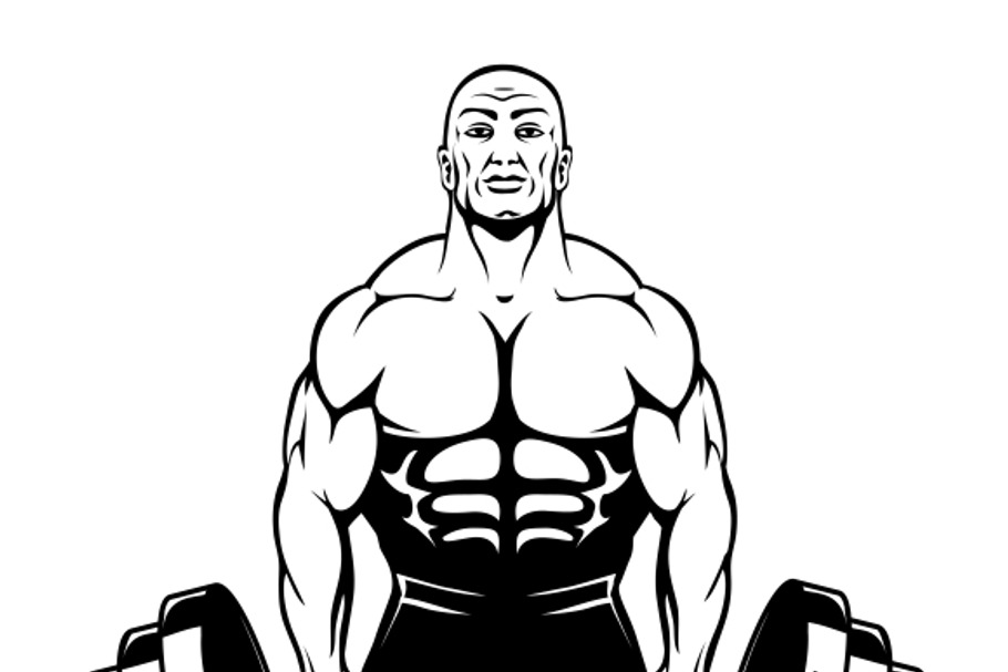 Vector muscle man bodybuilder in Graphics - product preview 8
