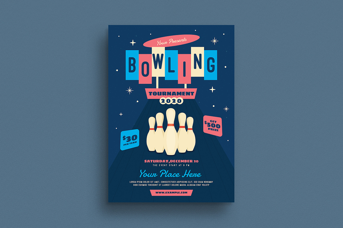 Bowling Night Tournament Event Flyer in Flyer Templates - product preview 8