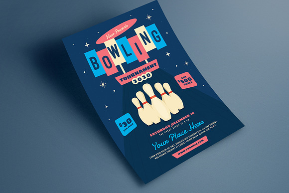 Bowling Night Tournament Event Flyer in Flyer Templates - product preview 1