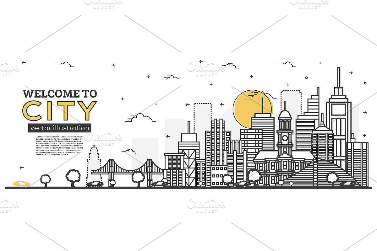 Outline City Skyline Panorama. in Illustrations - product preview 8