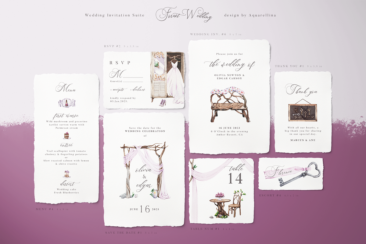 Lilac Forest Wedding Invitations in Wedding Templates - product preview 8