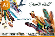 Colorful feathers bundle