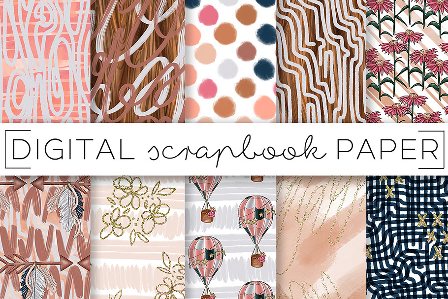Rustic Neutrals Digital Paper Set in Patterns - product preview 8