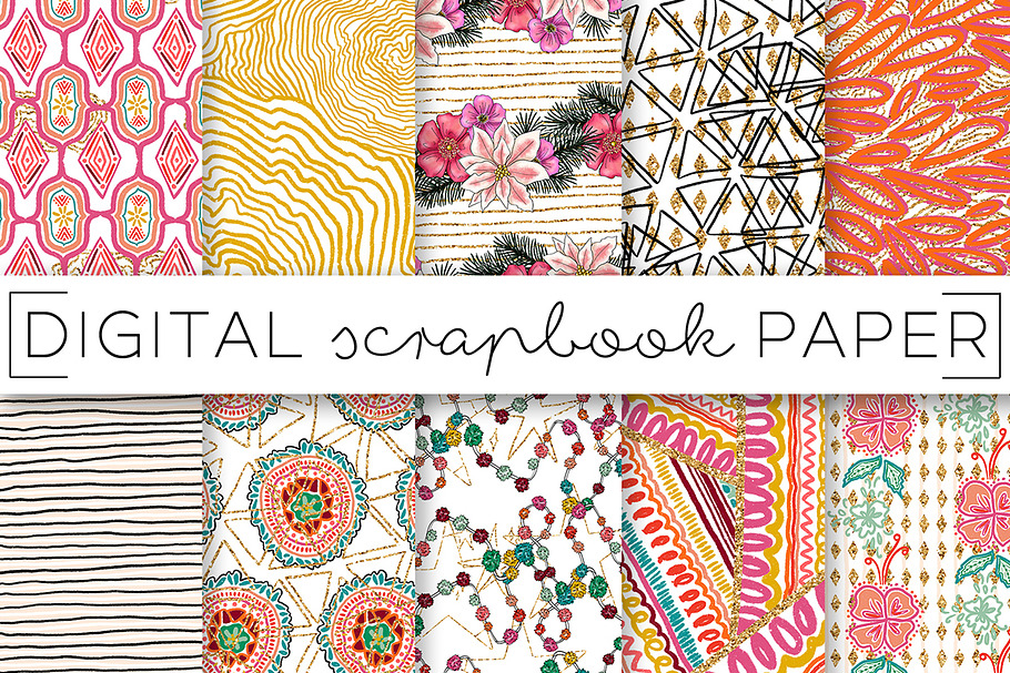 Pink Bohemian Digital Paper Set in Patterns - product preview 8