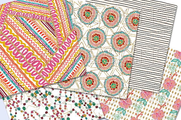 Pink Bohemian Digital Paper Set in Patterns - product preview 2
