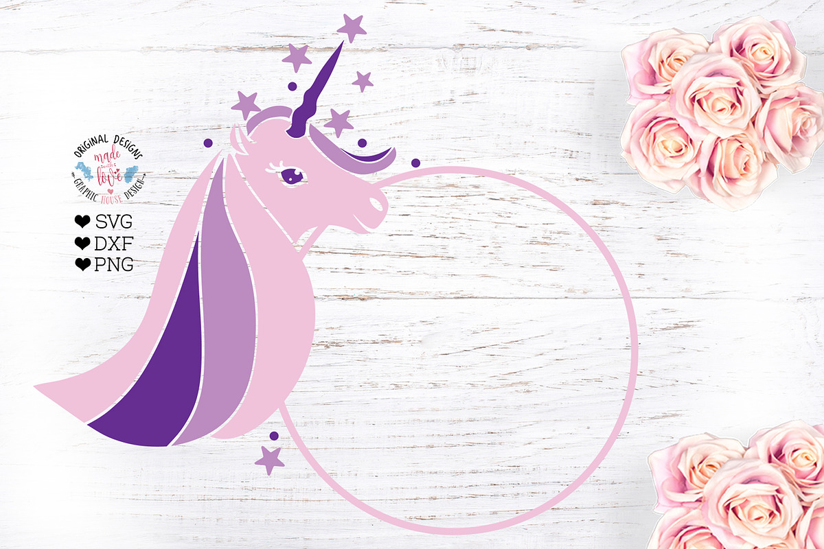 Unicorn Monogram Frame in Illustrations - product preview 8