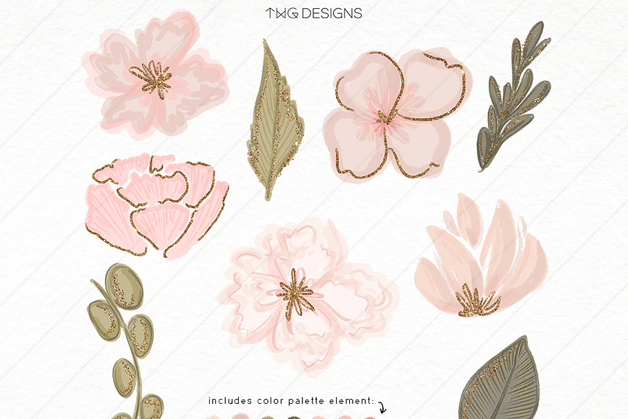 Floral Elements Mixed Media Bundle in Illustrations - product preview 8