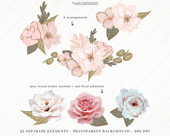 Floral Elements Mixed Media Bundle in Illustrations - product preview 2
