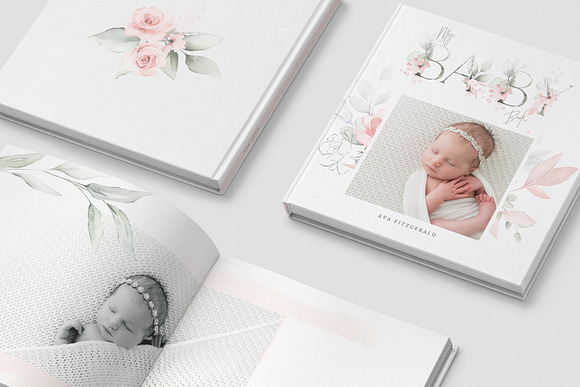 Floral Girls Baby Photo Album PSD in Stationery Templates - product preview 2