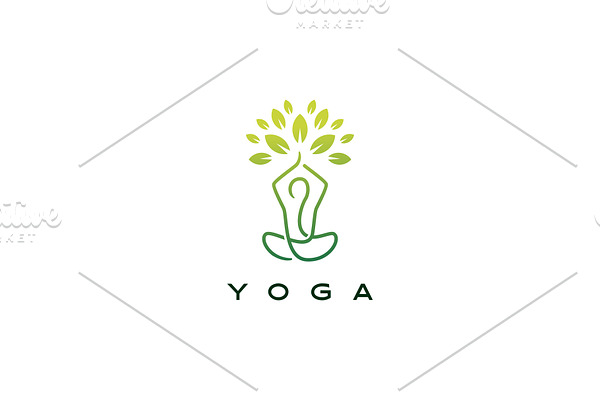 yoga leaf tree logo vector icon