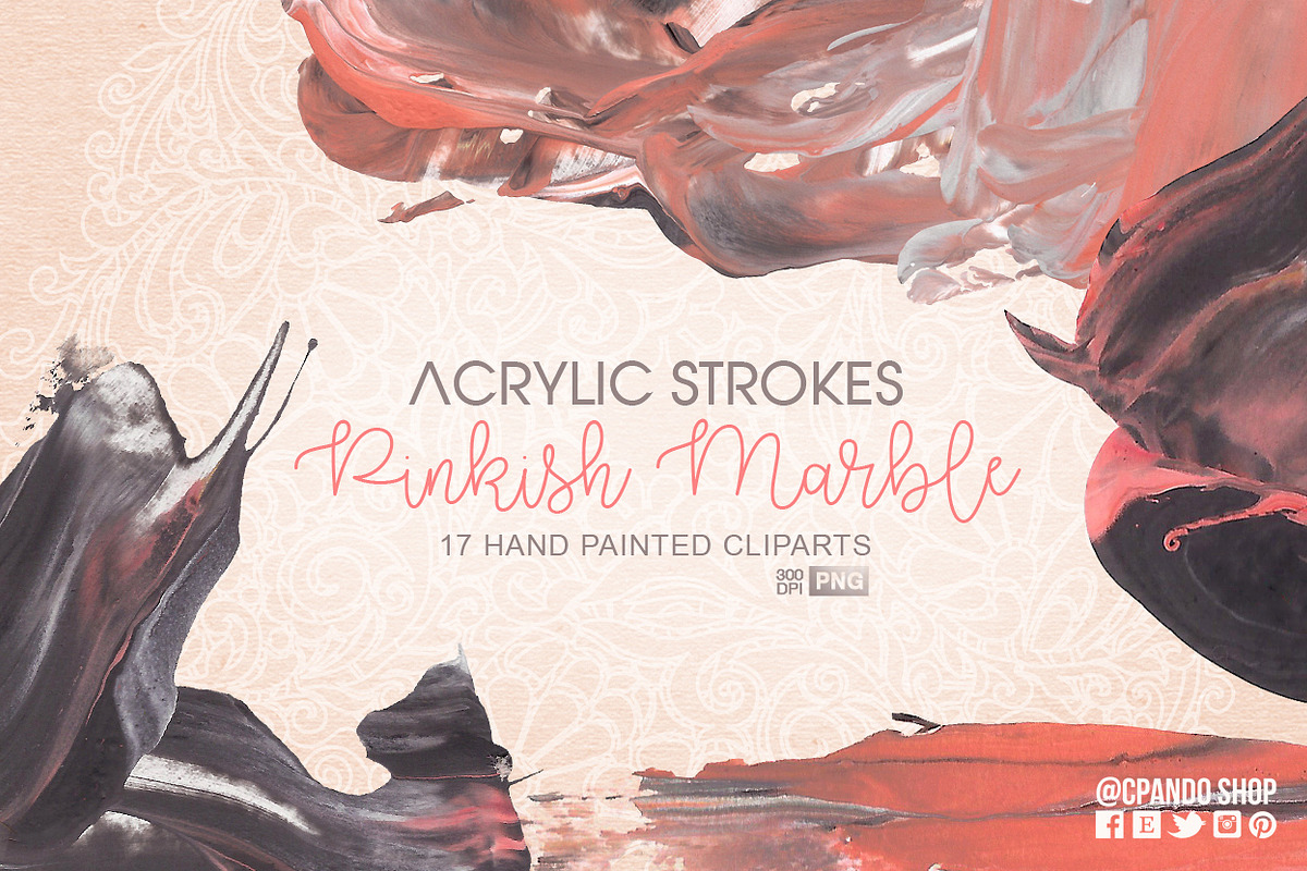 Pinkish Marble acrylic textures in Illustrations - product preview 8