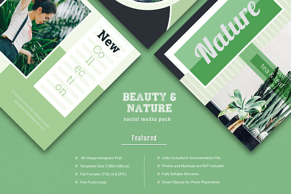 Beauty & Nature Social Media Pack in Instagram Templates - product preview 1