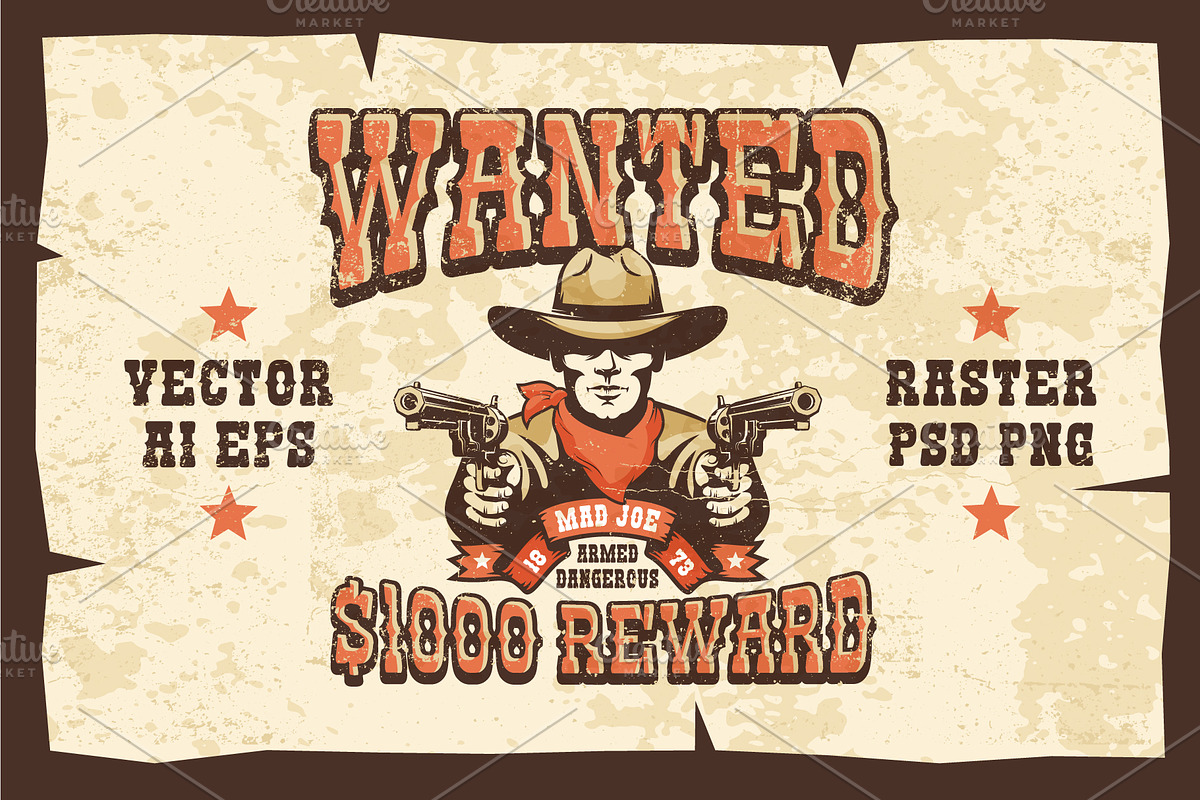 Wanted Wild West Cowboy 3 Posters in Illustrations - product preview 8