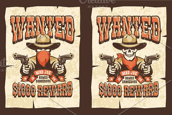 Wanted Wild West Cowboy 3 Posters in Illustrations - product preview 1