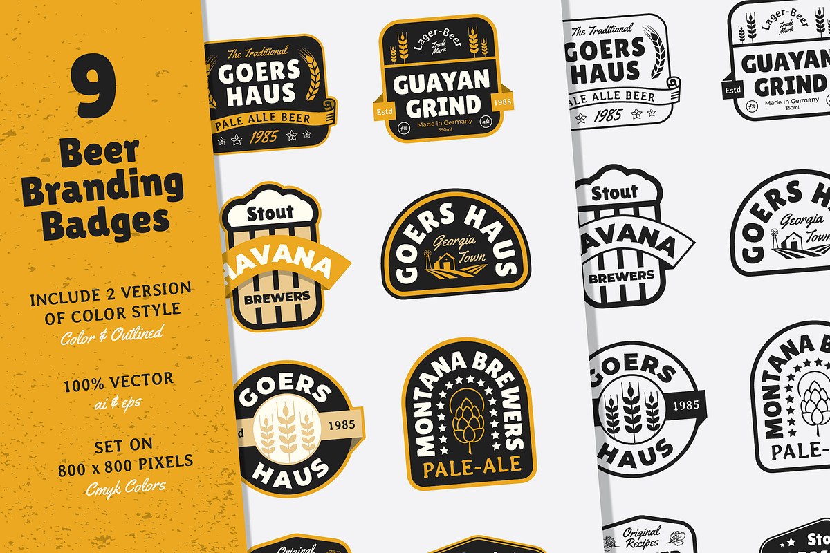 9 Beer Vintage Badges / Labels in Logo Templates - product preview 8