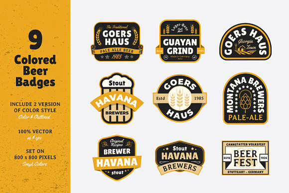9 Beer Vintage Badges / Labels in Logo Templates - product preview 1
