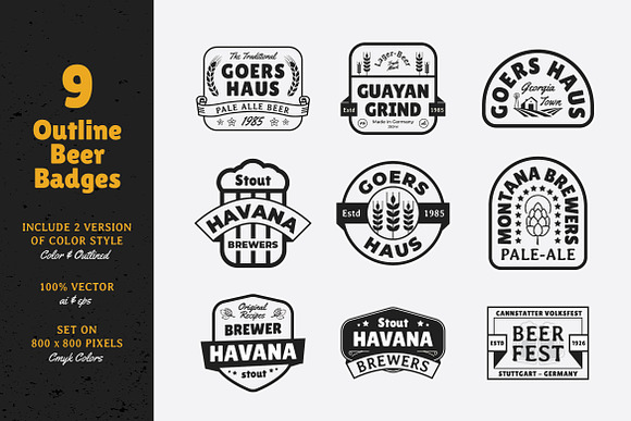 9 Beer Vintage Badges / Labels in Logo Templates - product preview 2
