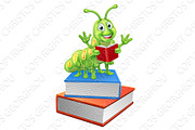 Bookworm Worm Caterpillar on Books