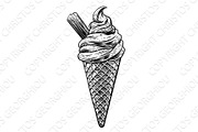 Ice Cream Cone Vintage Woodcut