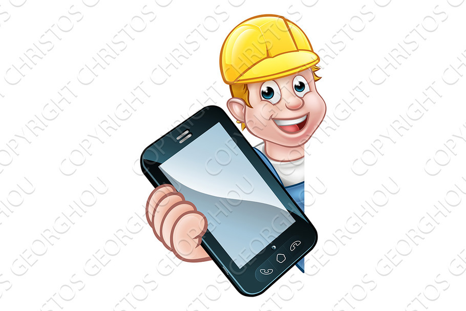 Handyman or Mechanic Phone Concept in Illustrations - product preview 8