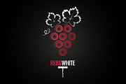 Wine grapes red and white on black.