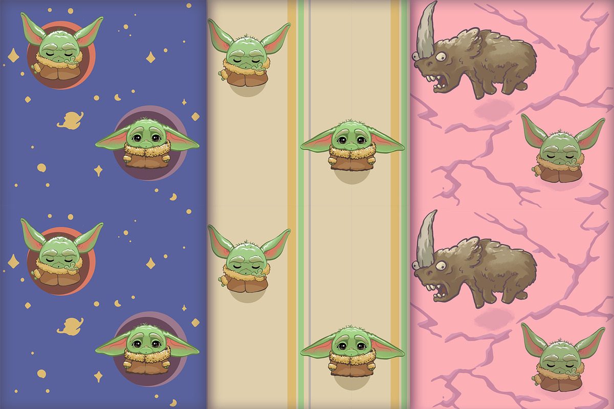 Baby Yoda seamless patterns in Patterns - product preview 1