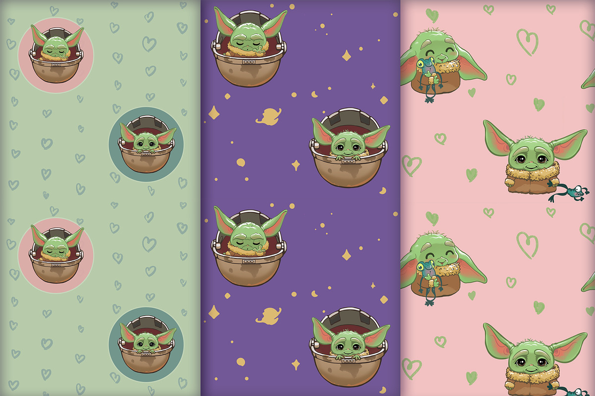 Baby Yoda seamless patterns in Patterns - product preview 2